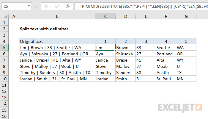 extract text delimiter excel